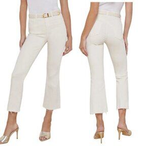 NEW L'agence High Rise Stretch Kendra Cropped Flare Jeans Vintage White Size: 25